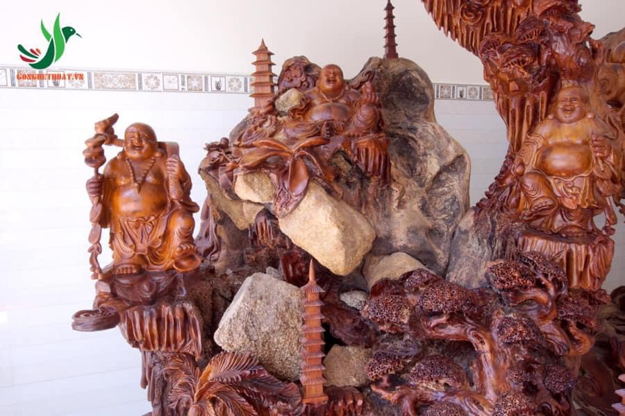 tượng gỗ Phật Di Lặc Ngũ Phúc 